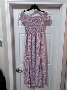 Unlisted Lavender Floral Smocked Off-Shoulder Maxi Dress